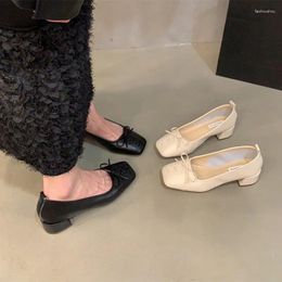 Dress Shoes Bailamos 2024 Spring Women Flat Fashion Square Toe Shallow Ladies Mary Jane Ballerinas Low Heels Casual Ballet S