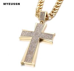 Hip Hop Jewelry Large Cross Pendant Iced Out Shining Crystal Fashion Bling Bling Cross Men Chain Necklace Necklace Jewelry1425390