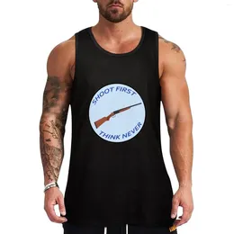 Men's Tank Tops Shoot First Think Never Top Summer Clothes 2024 T-shirt Man For Gym