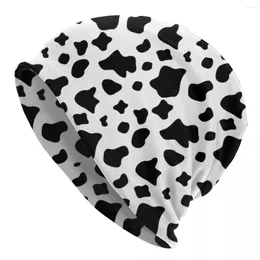 Berets Farm Animal Print Beanie Hats Funny Cow Spots Y2K Cool Caps Men Women Kpop Knitting Hat Autumn Custom Warm
