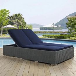 Camp Furniture Outdoor Double Reclining Bed Courtyard Leisure Rattan Chair Folding Beach