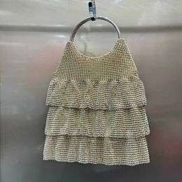 Сумки на плечо Модная плиссированная юбка Yani с сумкой Water Diamond для женщин Высококачественная сумка с металлическим кольцом для ужина 240427
