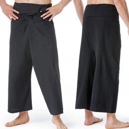 Pants Stylish Harem Pants Breathable Loose Fitted Men Thai Fisherman Trousers Summer Flax Martial Arts Pants Fitness Wear