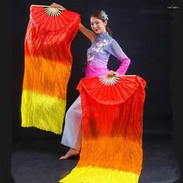 Stage Wear 1PC 150cm Length Kid Women Belly Dancing Fan Gradient Color Dancer Practice Long Imitation Silk Fans Dance Props Rayon