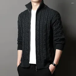 Men's Sweaters 2024 Autumn Winter Sweatercoat Men Thick Warm Zipper Stand Collar Cardigan Fashion Knitted Jacket Brand Mens Clothing