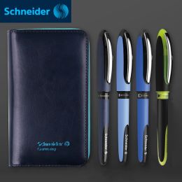 Pens 4pcs/set Germany Schneider Gel Pen Signing Pen Highlighter Marker Pen 0.6mm/0.3mm/0.5mm/14mm Leather Pencil Box Case Gift