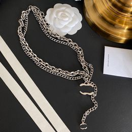 Inlay Diamond Letter Pendants Designer Necklaces Brand Jewellery Pendant Pearl Chain Choker Women Birthday Party Gifts High texture Gold Silver Copper Necklace