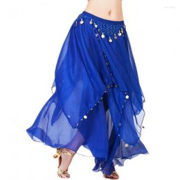 Stage Wear Women's Belly Dance Coin Long Skirt Chiffon Clothing Layered Party Festival