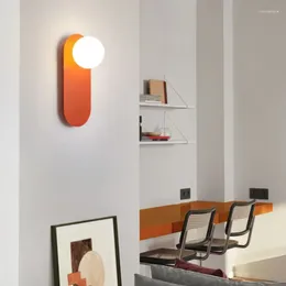 Wall Lamp Nordic LED Minimalist Glass Orange Sconces Bedroom Living Room Corridor Aesthetic Lighting Cabeceros Fixtures Decoration