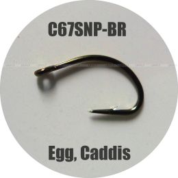 Fishhooks C67S, 100 Fishing Hooks, Egg, Caddis, Fly Tying / C67SNPBR