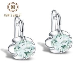 GEM039S BALLET Pure 925 Sterling Silver Fine Jewelry Oval 547Ct Natural Green Amethyst Birthstone Stud Earrings For Women 21065213999