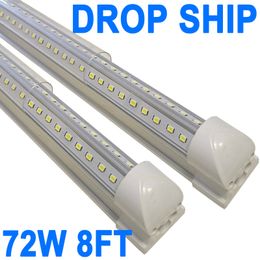 8Ft Led Shop Lights,8 Feet 8' V Shape Integrated LED Tube Light,72W 7200lm Clear Cover Linkable Surface Mount Lamp,Replace T8 T10 T12 Fluorescent Light crestech