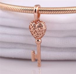 925 Sterling Silver Charm Bead Rose Gold Regal Key Pendant Fit Original Necklace Bracelet Bangle for Women Jewellery Gift9746067
