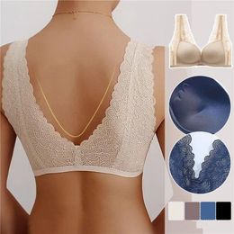 Bras Upholstered Bra With No Steel Ring To Close The Side Breast Women's Traceless Front Button Push Up