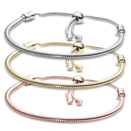 Bracciale squisito da donna con catena in osso di serpente estraibile in argento originale s925 con fascino di nuova moda