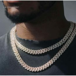 15-20mm personalizado vvs moissanite grande hip hop masculino rapper diamante pingente colar conjunto fileira dupla corrente de ligação cubana