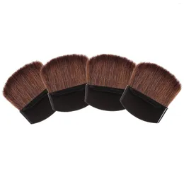 Makeup Brushes 4 Pcs Semi-circular Square Flake Flat Powder Brush Blush Mini 4pcs (black Handle Brown Hair) Small For Cheeks Horse Miss