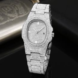 Luxury Quartz Gold President Day-Date Diamonds Watch Men Stainless Mother of Pearl Dial Diamond Bezel Automatic WristWatch275Q