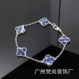 Designer Jewelry Luxury Bracelet Link Chain Vanca Stone Four Leaf Grass Five Flower Bracelet Womens Thick 18k Gold