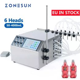 Processors ZONESUN ZSDPYT6P SemiAutomatic Six Nozzles Juice Milk Liquid Filling Machine Water Oil pharmaceutical Bottle Filler 504000ml