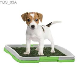 Other Dog Supplies Puppy Potty Grass Mat Pee Training Pad With Tray Indoor Turf Three Layer Reuseable Pet YQ240227