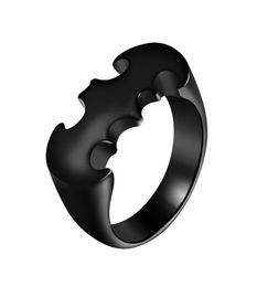 Comics Black Stainless Steel Ring for Men Biker Batman Ring Size 8 9 10 11 12 13 Band Fashion Jewellery Party Street Dancer7658433