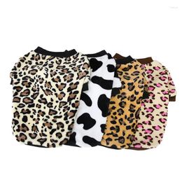 Dog Apparel Warm Sweater Leopard Printing Pet Jacket For Autumn Winter Puppy Teddy Wear Fleece Clothes Soft Pullover Bichon Clothing