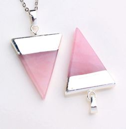 Crystal Pendants Triangle Pyramid Slice Charms Natural Stone Amethyst Crystal Quartz etc Accessories European Fashion Jewelry2791731