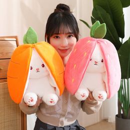 New Tiktok Strawberry Rabbit Strawberry Turns into Rabbit Fruit Plush Toy Radish Pillow Little White Rabbit Figure