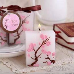 Free Shipping 50PCS Cherry Blossom Candle Favours Bridal Shower Wedding Giveaways Anniversary Souvenirs Party Gifts