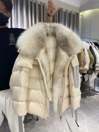 Coats ANNSIRGRA Winter Women Goose Down Coat 2023 New Fashion Lady Thick Warm Large Real Fox Fur Collar Down Coats Female Jackets