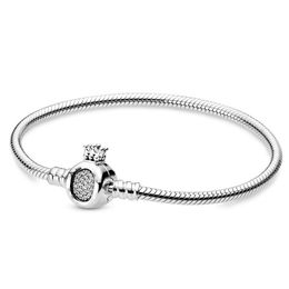 Nuovo braccialetto di perline squisito da donna con catena in osso di serpente con corona in argento originale s925 con fascino di nuova moda