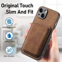 For Iphone15 case phone cases Magnetic Magsafe Mobile Phone case Solid Colour Fine Hole Apple 14Pro card Function magnetic protection case protection cover