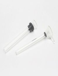 Glass Downstem Pipes 12mm Male Stem Diffused Slide Funnel style with black rubber Adapter Tube For Smoking Water Pipe Bongs2775743