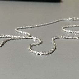 Slim S925 Silver Sparkling Glitter Clavicle Chain Necklace Chain Female Chain Necklace for Women Girl Italy Jewelry 45cm294u