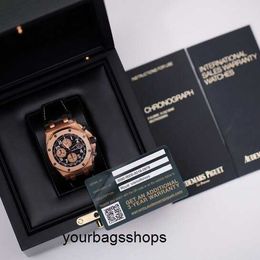 APF Factory Athleisure Wrist Watch AP Wristwatch Epic Royal Oak Offshore 26470OR Black Faced Mens Watch 18k Rose Gold Chronograph Automatic Mechanical Swiss Watch N