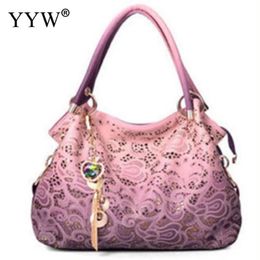 Totes Women Bag Hollow Out Vintage Handbag Floral Print Shoulder Bags Ladies Pu Leather Tote Red Grey Blue205f