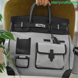 Designer Bags Bk Cargo Canvas/Swift leather Handbag Pei Ge Full Hand Sewn Wax Thread Cargo Canvas Platinum Bag 40cm Original Canvas Collar Cowhide Multi Colour HBNC