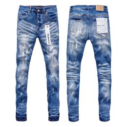 Designer Mens Jeans Luxury Brand Purple Man Purple Brand jeans American trendy hip-hop cat whisker effect straight leg jeans