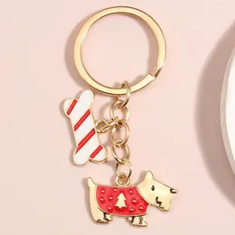 Keychains Cute Enamel Keychain Dog Bone Key Ring Animal Chains Souvenir Gifts For Women Men Handbag Accessorie Car Hanging DIY Jewelry