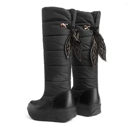 Boots 2024 Women Winter Platform Shoes Mid-Calf Designer Kitten Heels Round Toes Ladies Wedge Heel Black Red Plus Size