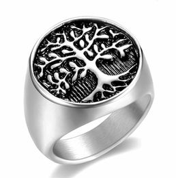 Punk Men Silver Tree of Life Ring Casting Stainless Steel Life Tree Rings for Men Ring Jewellery Bague Homme8967370