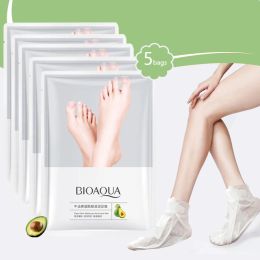 Feet 5 Pairs BIOAQUA Avocado Exfoliating Foot Mask Feet Peeling Masks Foot SPA Pedicure Socks Moisturising Remove Dead Skin Foot Care