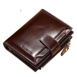 Wallets Man Short Genuine Leather Card Holder Snap Purse Folding Designer Coin Bag Male309R