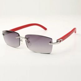 New C hardware sunglasses 3524012 with red wooden sticks and 56mm lenses for unisex262x