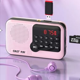 Radio Mini FM Radio Portable LCD Display Radio Speaker USB TF Card MP3 Music Player Support Time Display Poweroff Memory Headset Play