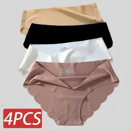 Women's Panties 4PCS/Set Seamless Silk Briefs Sexy For Women Mid Waist Comfortable Girl Panty Female Underpants Woman Lingerie M-XL