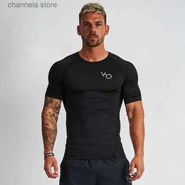 Men's T-Shirts Mens Brand Gym Clothing Fitness T Shirt Man Summer Sport Short Sleeve T-shirt Quick Dry Bodybuilding Tees Skinny Tops Tights T240227