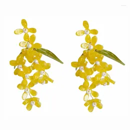 Dangle Earrings Originality Fresh Style Romantic Muslim Women Yellow Flower Beaded Hand Woven