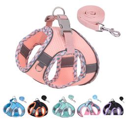 Dog Collars & Leashes Soft Air Mesh Dog Harness And Leash Set High Tensity Breathable Lightweight Pet Vest From Drop Delivery Home Gar Dhem1